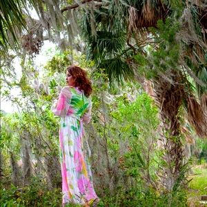 70’s 60’s Cottagecore   Maxi Chiffon Floral Vintage Regencycore